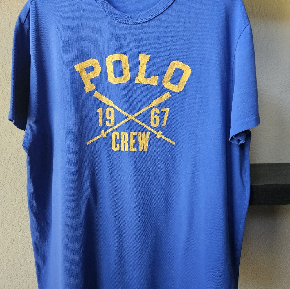 Ralph Lauren Mens Classic Fit T Shirt XL Blue w/Yellow Graphics